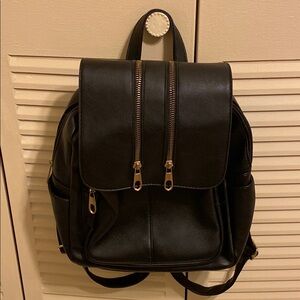Black Leather Backpack